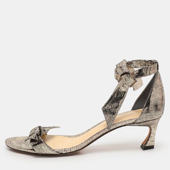 Alexandre Birman Metallic Gold Textured Leather Clarita Ankle Strap Sandals,All Products : American Fashion Style Bags On Sale